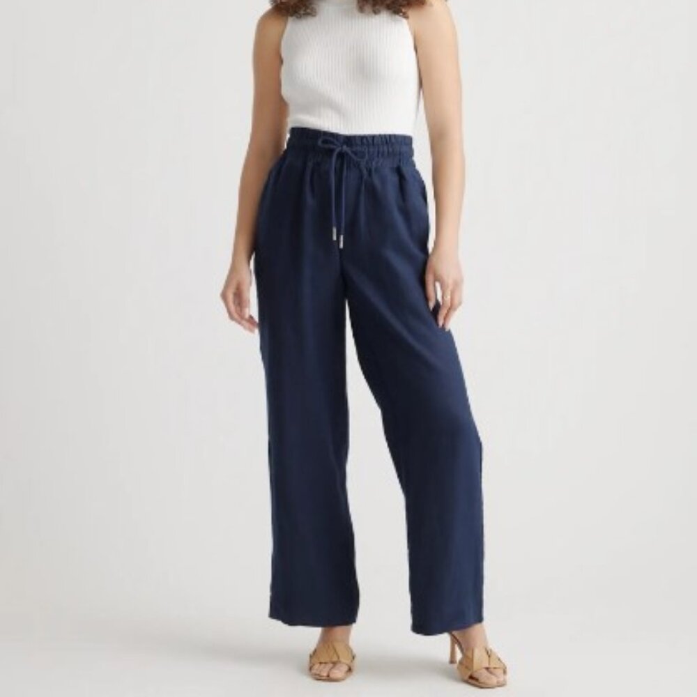 Quince 100% European Linen Wide Leg Pants Blue M - Picture 2 of 3